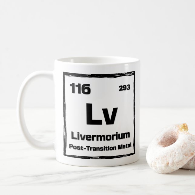 Taza De Café Livermorium (Lv) - Periodic Table of The Elements (Con donut)