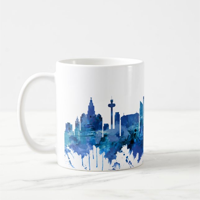 Taza De Café Liverpool England Skyline Blue (Izquierda)