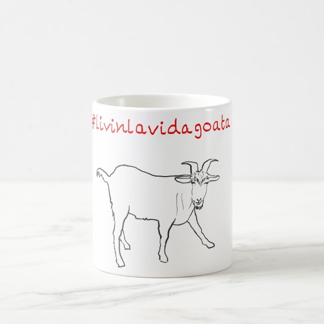 Taza De Café Livin La Vida Goata Funny Dibujo De Cabra Cuta Cur (Centro)