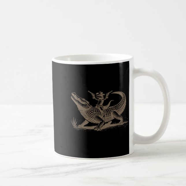 Taza De Café Lizard Cowboy Riding Crocodile Alligator Western A (Derecha)