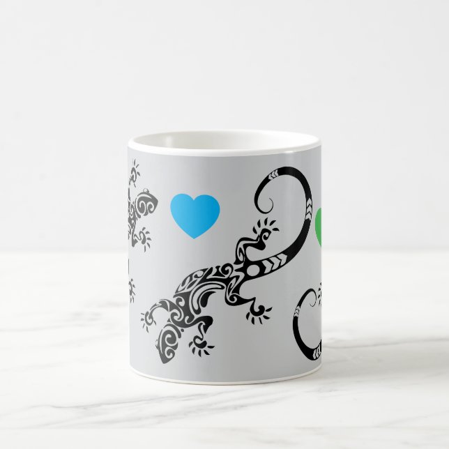 Taza De Café Lizard Lover Coffee Mug with Rainbow Hearts (Centro)
