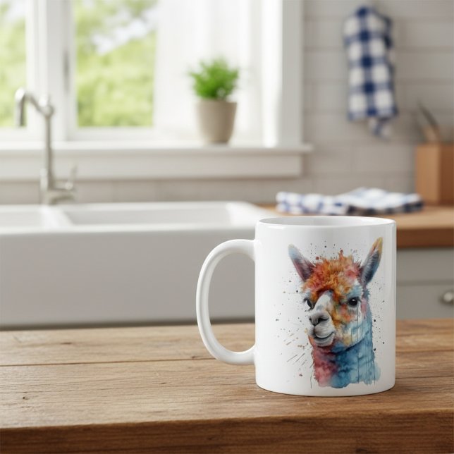 Taza De Café Llama a acuarela arcoiris (Subido por el creador)