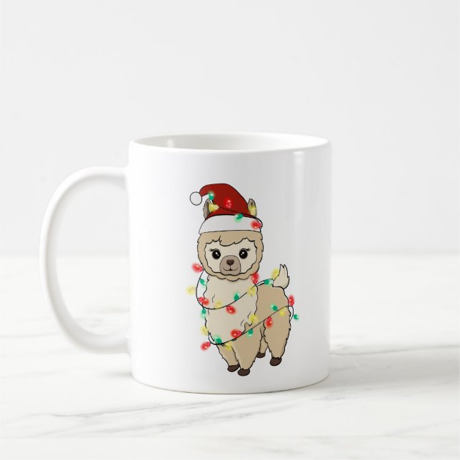 Taza De Café Llama a graciosa Navidad cute (Izquierda)