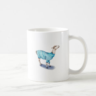 Taza De Café Llama acuarela en suéter azul