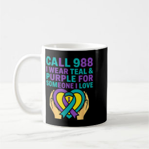 Taza De Café Llama al 988 Llevo Verde Azulado Y Púrpura Por Alg