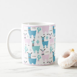 Taza De Café Llama Alapaca Animales rosa azul animal
