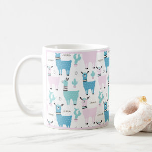 Taza De Café Llama Alapaca Animales rosa azul animal