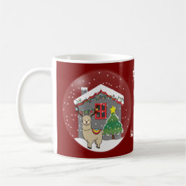 Taza De Café Llama de Snowglobe con el árbol de navidad y la