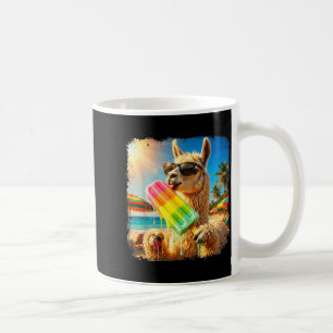 Taza De Café Llama divertida comiendo paleta de verano animal d