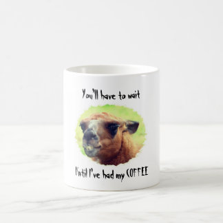 Taza De Café Llama enojada espera hasta café humorístico