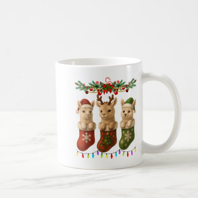 Taza De Café Llama In Christmas Socks Lights Llama Xmas  (Derecha)
