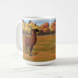 Taza De Café Llama marrón en pastor de granja otoñal