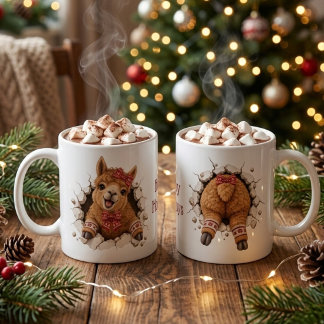 Taza De Café Llama Navideño Caprichoso Rompiendo la Pared