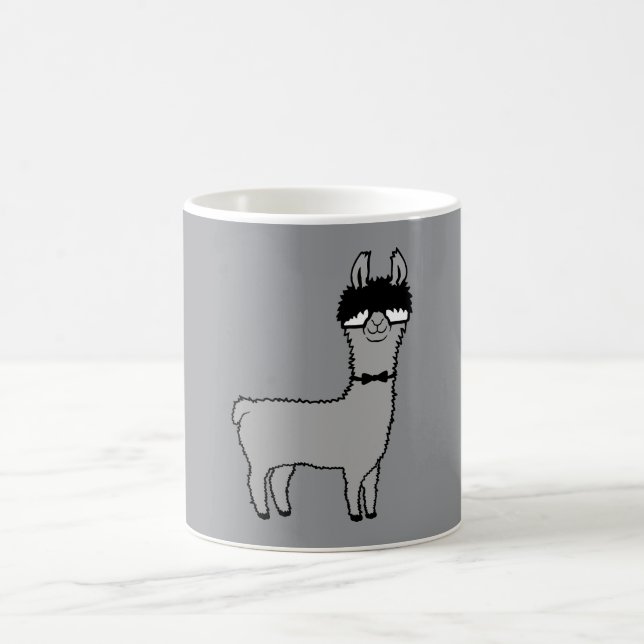 Taza De Café Llama Nerd Geek Glasses Bow Tie Funny Alpaca (Centro)