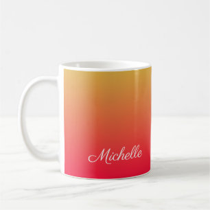 Taza De Café Llama personalizada roja y amarilla oscura