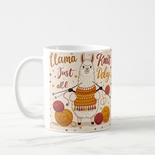 Taza De Café Llama Personalizado linda con una bufanda de cuchi (Izquierda)