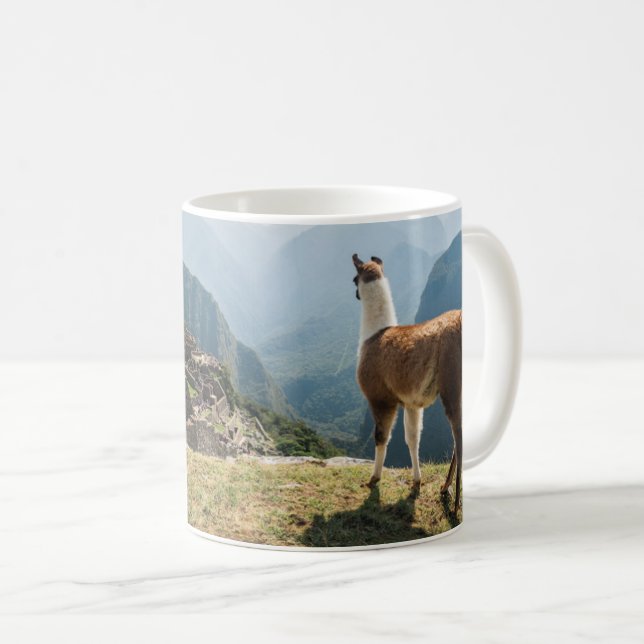 Taza De Café Llama por encima de las ruinas | Machu Picchu, Per (Anverso derecho)