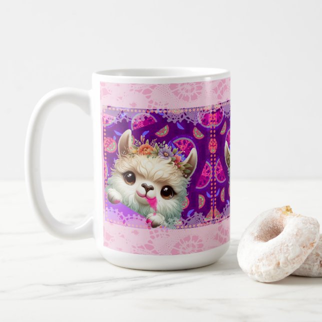 Taza De Café Llama travieso (Con donut)
