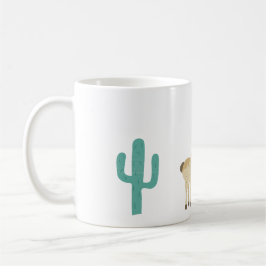 Taza De Café Llama y cactus en blanco añaden un nombre