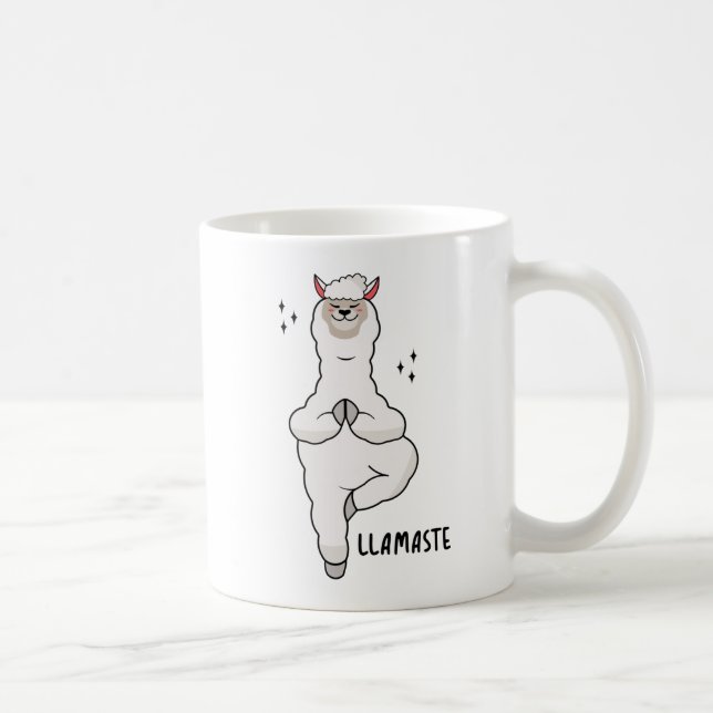 Taza De Café Llama Yoga Pose With Llamaste (Derecha)