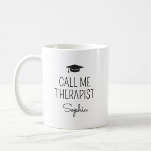 Taza De Café Llámame Terapeuta Nombre Personalizado