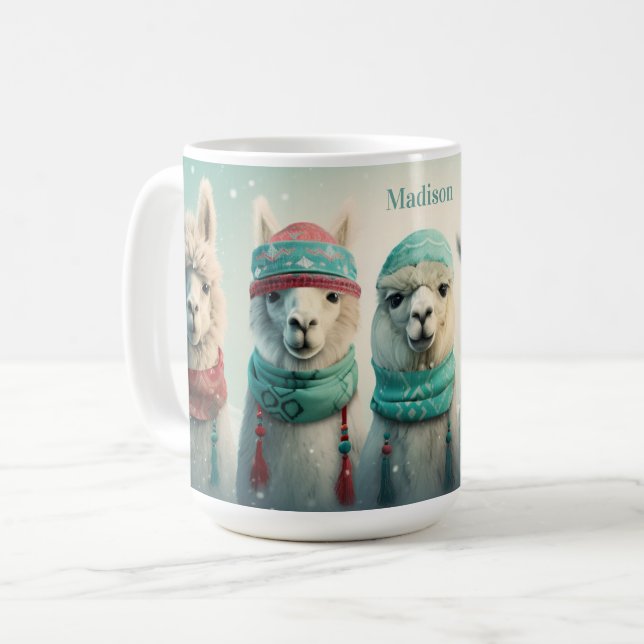 Taza De Café Llamas de invierno de nombre personalizado (Anverso izquierdo)
