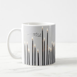 Taza De Café Llamas de velas de línea negra iluminadas minimali