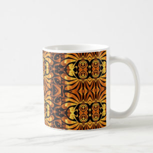 Taza De Café Llamas naranjas Patrón tribal de tótem nativo