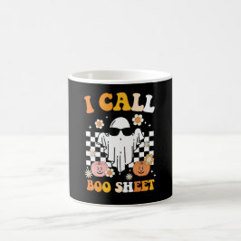 Taza De Café Llamo Hoja de Boo Halloween Fantasma Retro