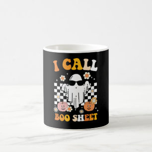 Taza De Café Llamo Hoja de Boo Halloween Fantasma Retro