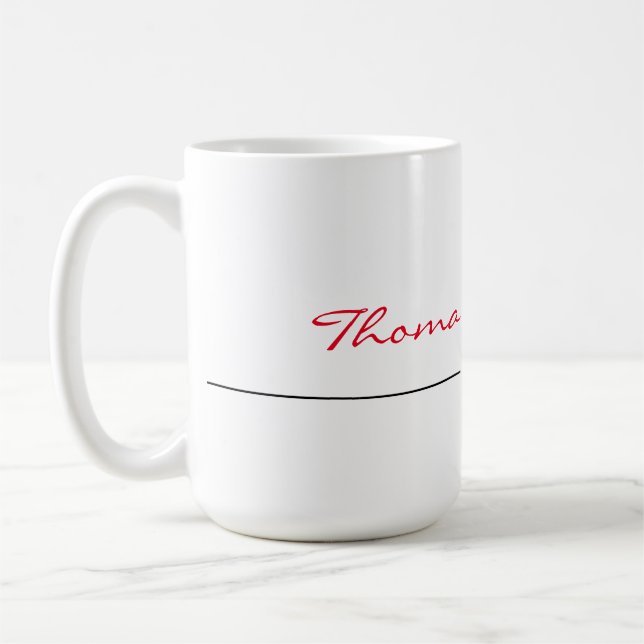 Taza De Café Llanura de escritura a mano de moda roja blanca cr (Izquierda)