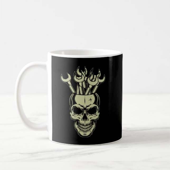 Taza De Café Llave de calavera Herramientas mecánicas Garaje Me (Izquierda)