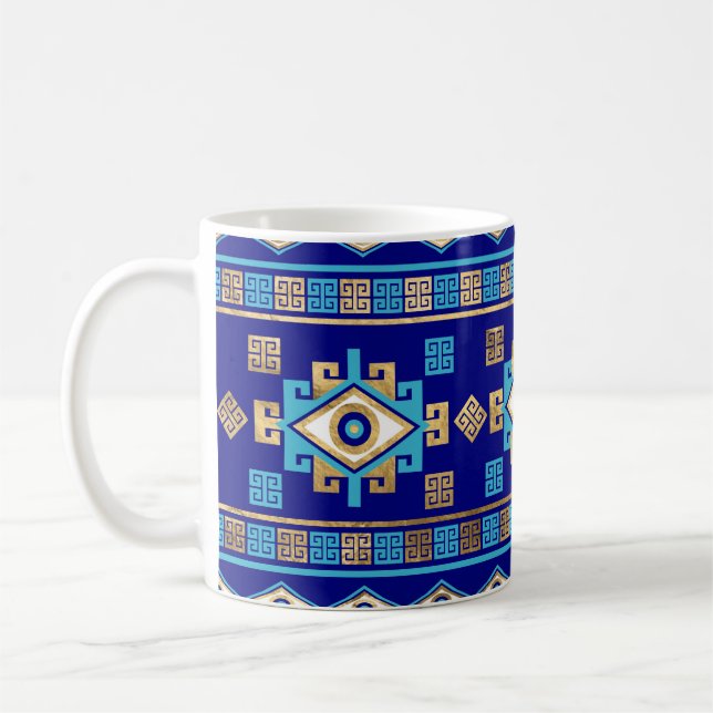Taza De Café Llave de lucioperca griega y ojo malvado (Izquierda)