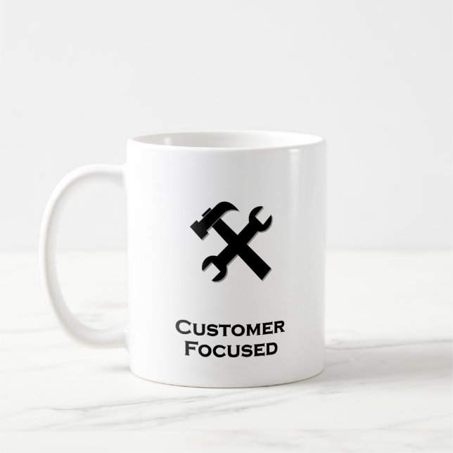 Taza De Café Llave de martillo para el cliente negro centrado (Izquierda)