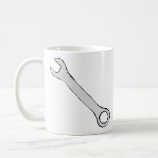 Taza De Café Llave. Gris y negro. Llave inglesa