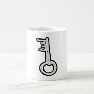 Taza De Café Llave maestra vintage dibujada a mano de plata ant