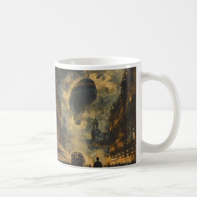 Taza De Café Llegada nocturna - Escenario de Steampunk Street (Derecha)
