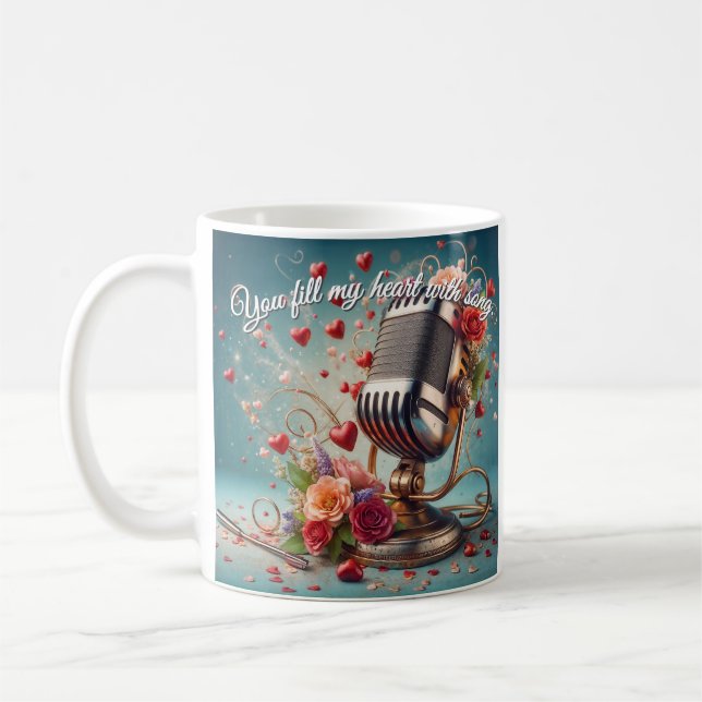 Taza De Café Llena Mi Corazón Con Canción Mug (Izquierda)