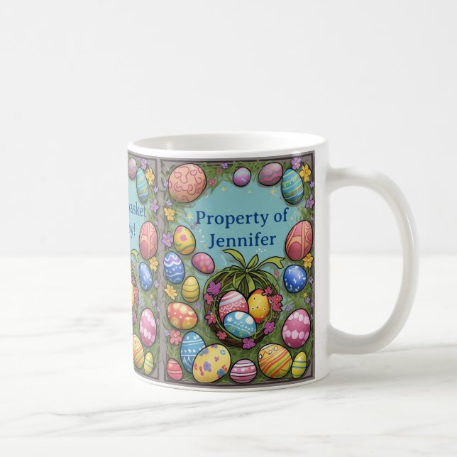 Taza De Café Llene Su Cesta Con Alegría De Pascua Personalizada (Derecha)