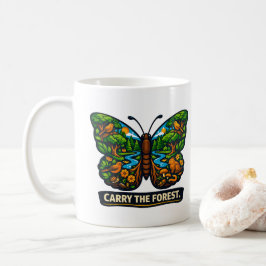 Taza De Café Lleva el Ecosistema de Mariposas del Bosque