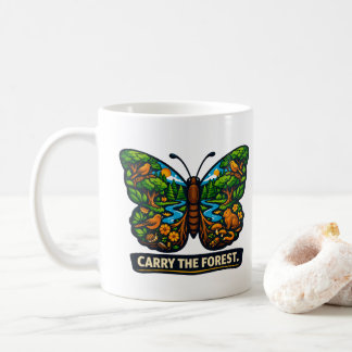 Taza De Café Lleva el Ecosistema de Mariposas del Bosque
