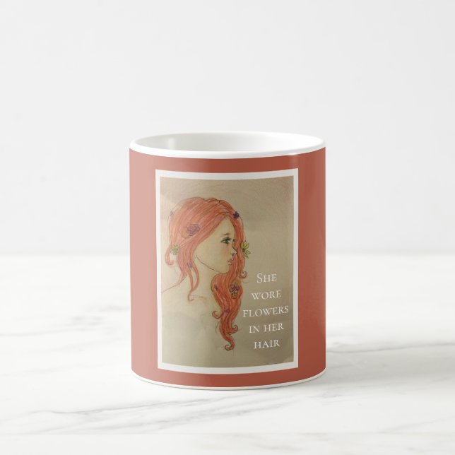 Taza De Café Llevaba flores en el pelo (Centro)