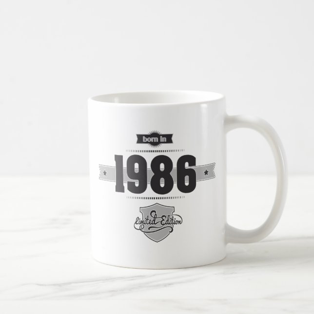Taza De Café Llevado en 1986 (Dark&Lightgrey) (Derecha)