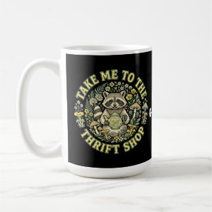 Taza De Café Llévame a la tienda de segunda mano Vintage Raccoo