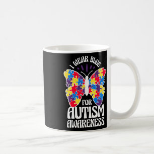 Taza De Café Llevo Azul Para La Conciencia Del Autismo Mariposa