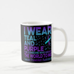 Taza De Café Llevo Cinta Azul Verdoso Y Morada Prevención Del S
