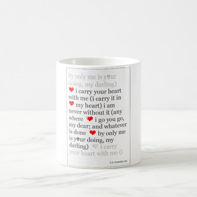 Taza De Café Llevo su corazón conmigo, cita romántica famosa (Centro)