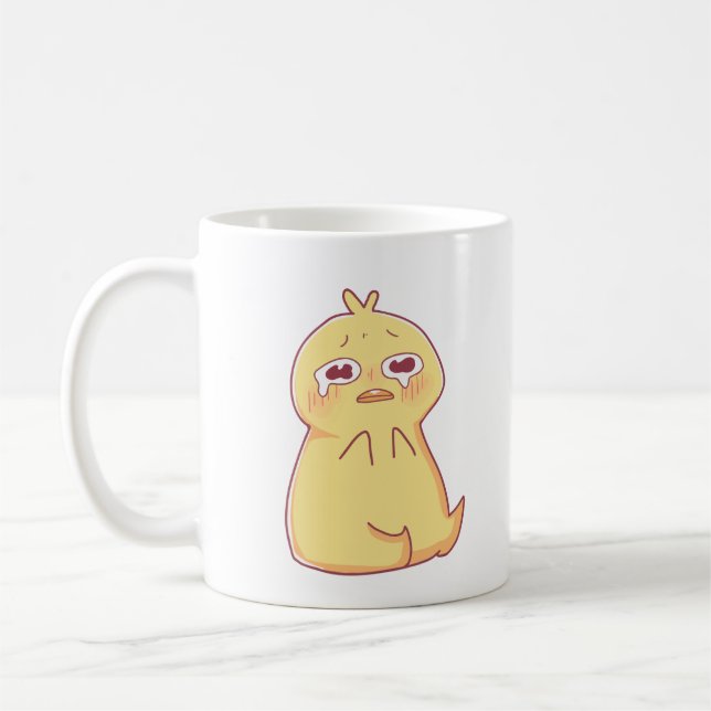 Taza De Café llorando pato lindo por ayuda (Izquierda)