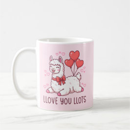 Taza De Café Llove You Llots - Kawaii Llama Valentine