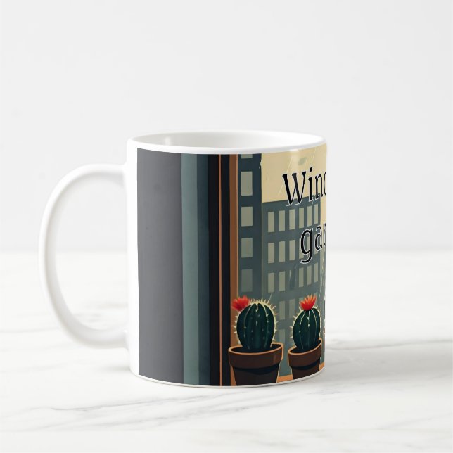 Taza De Café Lluvia de cactus de ventana (Izquierda)